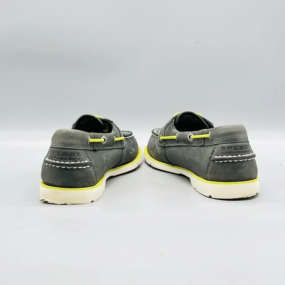 Sperry Shoes Mens 9 Gray Leather Top Sider Boat Deck Moc Toe Casual Comfort